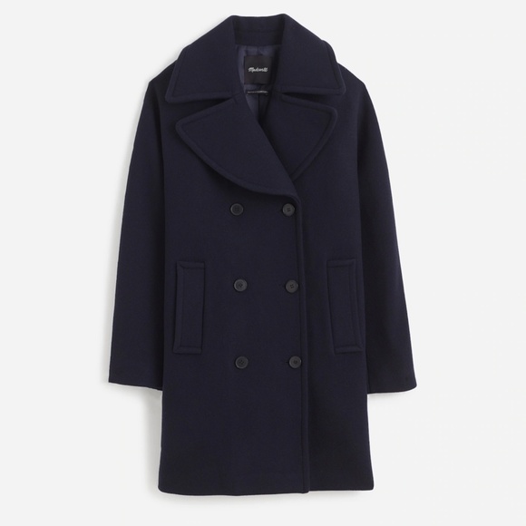 New MADEWELL Size XS Oversized-Collar Peacoat in Insuluxe Fabric Navy NT129 - Picture 2 of 7